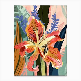 Colourful Flower Illustration Amaryllis 7 Canvas Print