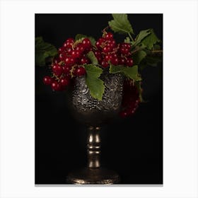 Red Currants In A Silver Cup Canvas Print