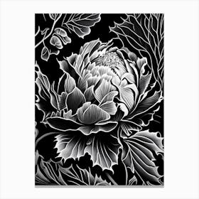 Peony Leaf Linocut 2 Canvas Print