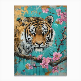 Tiger In Bloom 4 Canvas Print