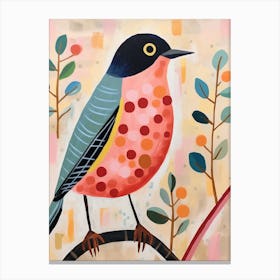 Pink Scandi Robin 7 Canvas Print