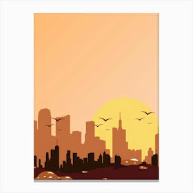 Cityscape At Sunset Canvas Print