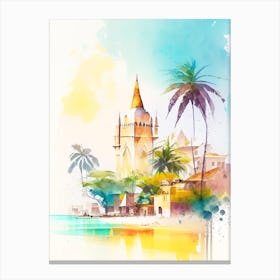 Zanzibar Tanzania Watercolour Pastel Tropical Destination Canvas Print