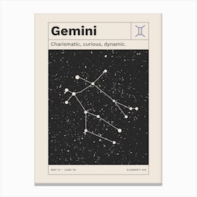 Gemini Zodiac Sign Constellation Canvas Print