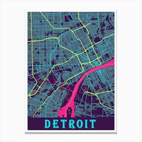 Detroit Map Poster 1 Canvas Print