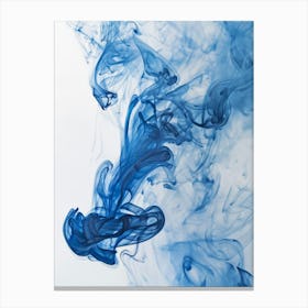 Blue Ink Smoke On White Background Photo Canvas Print