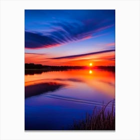 Sunset Over Lake Waterscape Photography 1 Canvas Print