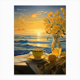 Sunset With Flowers Canvas Print