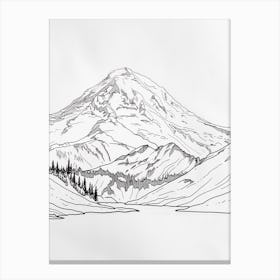 Mount Rainier Usa Line Drawing 8 Canvas Print