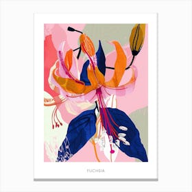 Colourful Flower Illustration Poster Fuchsia 2 Canvas Print
