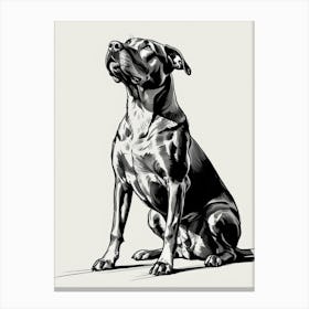 Black And White Drawing Of A Dog Canvas Print