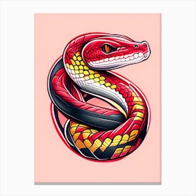 Red Coachwhip Tattoo Style Canvas Print