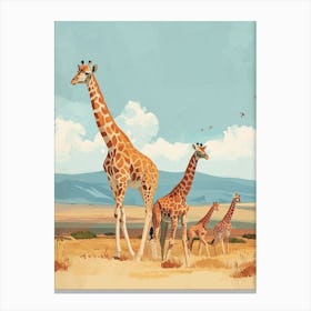 Storybook Style Illustration Of Giraffes In The Nature 1 Canvas Print