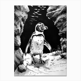 African Penguin Exploring Underwater Caves 3 Canvas Print