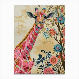Floral Animal Painting Giraffe 2 Canvas Print