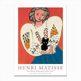 Blouse Roumaine With A Black Cat, Matisse Inspired Museum Poster Canvas Print