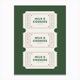 Milk And Cookies Ticket Christmas Poster Canvas Print