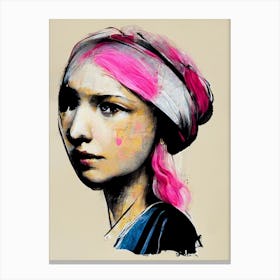 The Girl With The Pearl Earring Graffiti Street Art 4 Canvas Print