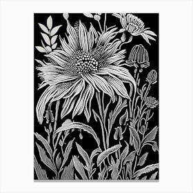 Indian Blanket Wildflower Linocut 1 Canvas Print