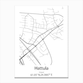 Hattula,Finland Minimalist Map Canvas Print