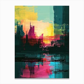 Abstract Cityscape | Pixel Art Series 1 Canvas Print