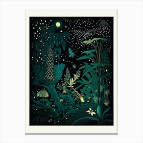 Jungle Night 2 Botanical Canvas Print