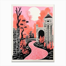 Ninfa Gardens Abstract Riso Style 1 Canvas Print