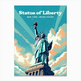 Statue of Liberty New York National Monument Travel Illustration Canvas Print