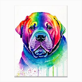 Chinese Shar Pei Rainbow Oil Painting dog Canvas Print