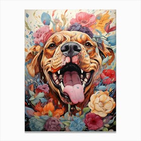 Dog With Flowers 1 Canvas Print