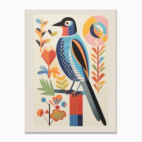 Colourful Scandi Bird Falcon 4 Canvas Print