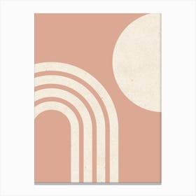 Mid-century Modern Sun and Rainbow - Abstract Modern Minimalist Dust Pink Canvas Print