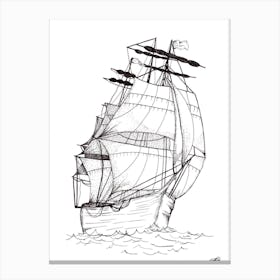 Black and White Sea Ship Canvas Print