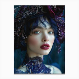 Blue Haired Beauty Canvas Print