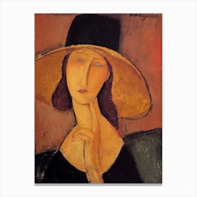 Jean Hebuterne With Large Hat, Amedeo Modigliani Canvas Print