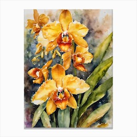 Lycaste Orchids Water Colour 1 1 Canvas Print