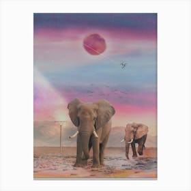 Elephant Sunset Canvas Print
