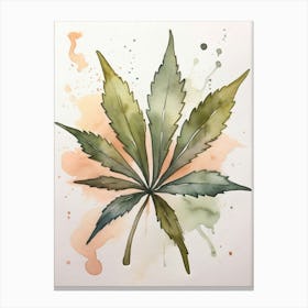 Marijuana Leaf Watercolor Painting Canvas Print