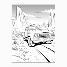 Radiator Springs (Cars) Fantasy Inspired Line Art 4 Canvas Print