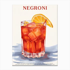 Negroni Poster Cocktail Kitchen Art Canvas Print