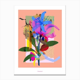 Bluebell 4 Neon Flower Collage Poster Canvas Print