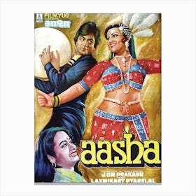 Bollywood Movie Poster, Aasha, Dancing Girl Canvas Print
