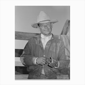 Mexican Cowboy Sharpening His Knife, Roundup Near Marfa, Texas By Russell Lee Canvas Print
