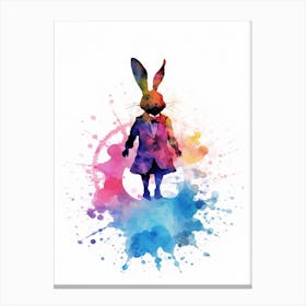 Alice In Wonderland Colourful Watercolour The White Rabbit 2 Canvas Print