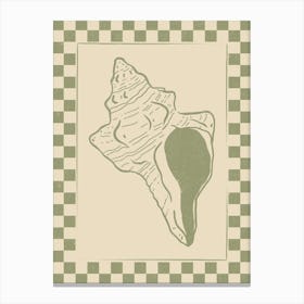 Seashell 11 with Checkered Border Canvas Print