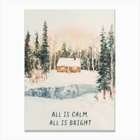 All Is Calm, All Is Bright. Whimsical Christmas Acrylic Landscape Canvas Print