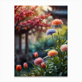 Spring Flowers In The Garden Canvas Print