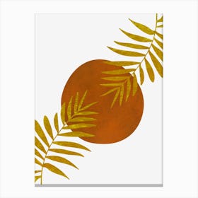 Golden Leaves On A Black Background Canvas Print