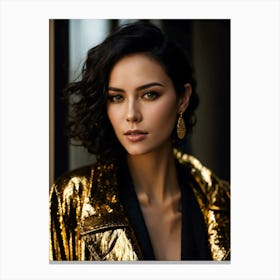 Woman In A Gold Jacket Canvas Print