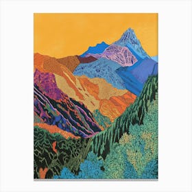 Colourful Mountain Illustration Poster Art Print 23 Canvas Print